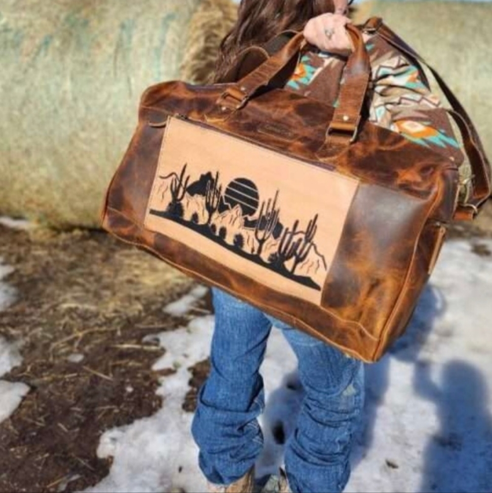 leather, duffel bag